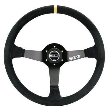 Sparco Competition R 368 steering wheel 380mm suede with 65mm dish and yellow centering stripe